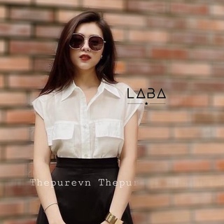Áo sơ mi nữ ngắn tay nắp túi chất đẹp mát mịn thiết kế áo tay vạt cực gọn người