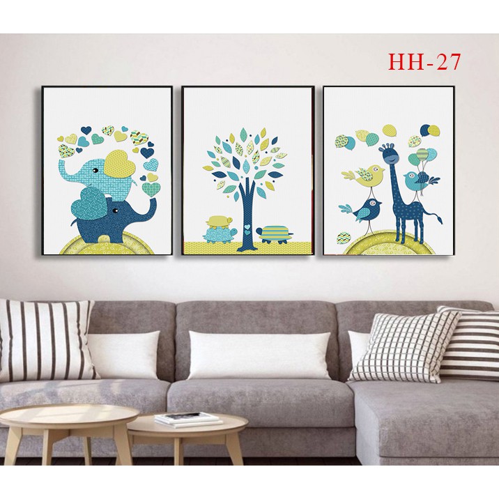 Bộ 3 tranh canvas giá xưởng, tranh treo tường trang trí phòng khách, phòng ngủ cực đẹp