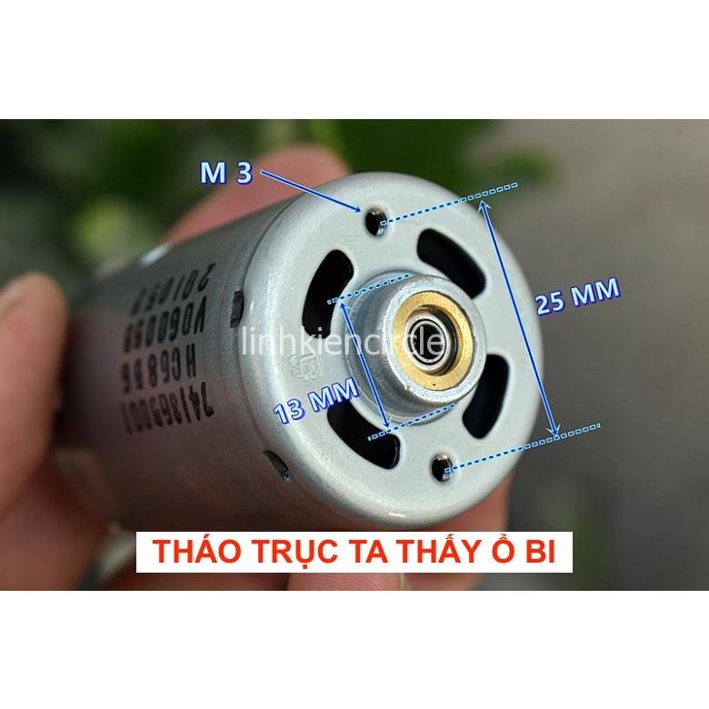 Motor 545 DC 12V - 18V Johnson chất lượng cao chổi than vòng bi đôi 16800 - 25000 RPM cho khoan pin máy hút bụi - LK0115