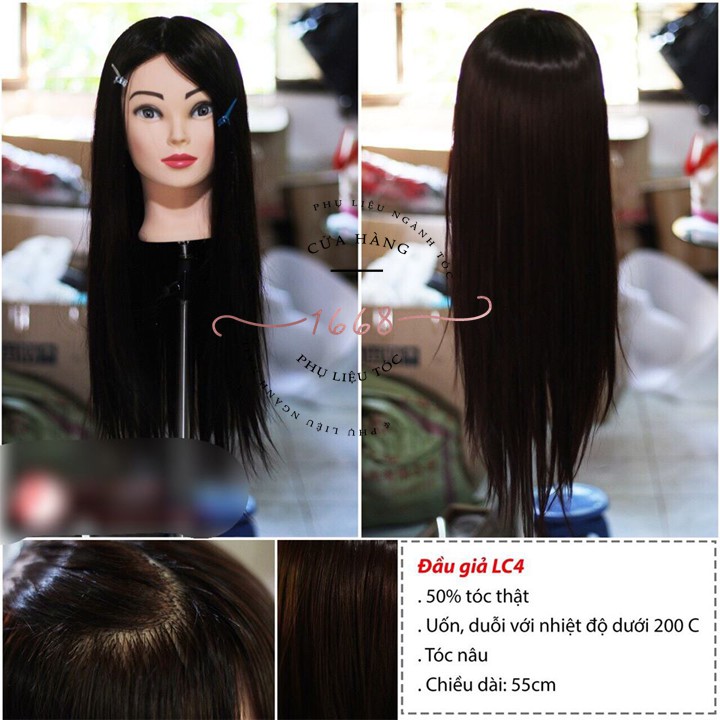 ĐẦU GIẢ (ĐẦU KEN) LC4 50% TÓC THẬT