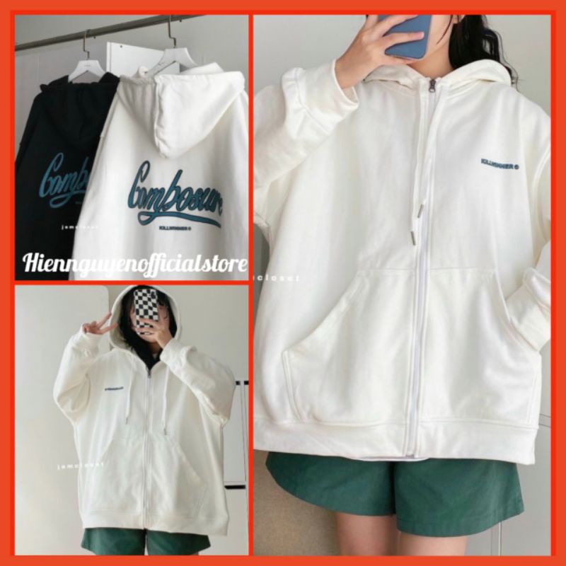 Áo Khoác Nỉ Combosure Nữ [FREESHIP]Hoodie zip khóa kéo from rộng tay bồng thể thao Ulzzang