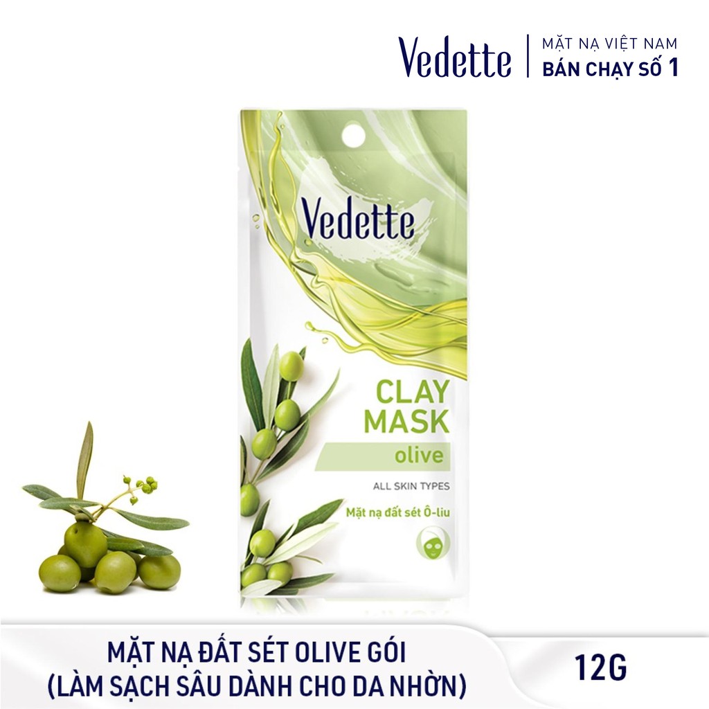 Mặt Nạ Đất Sét Olive 12g VEDETTE - THANH LỌC & GIẢM CĂNG THẲNG - TPM168