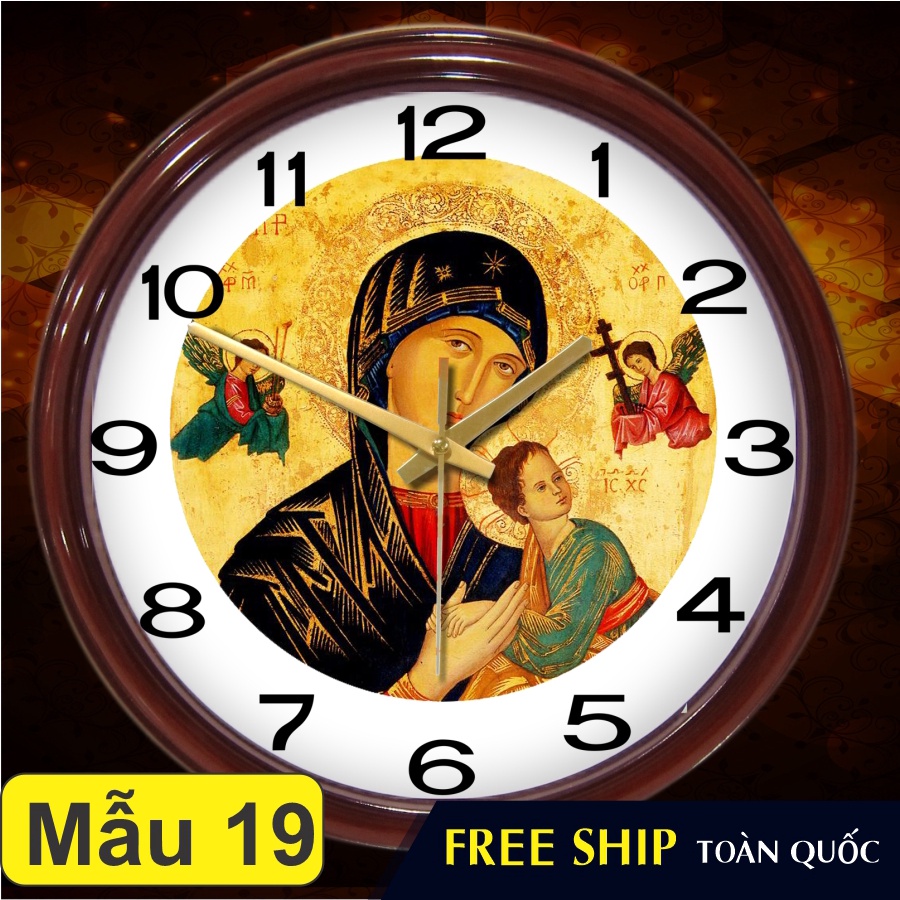 Đồng Hồ Treo Tường Cao Cấp - Mẫu 19 - Đức Mẹ Maria, Mẹ Hằng Cứu Giúp - Quà tặng Công Giáo