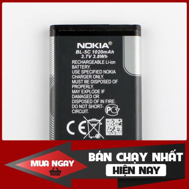 Free HOT Pin Nokia BL 5C Dung Lượng 3800mAh 3,7v , (Loại 2ic Chống Phù)