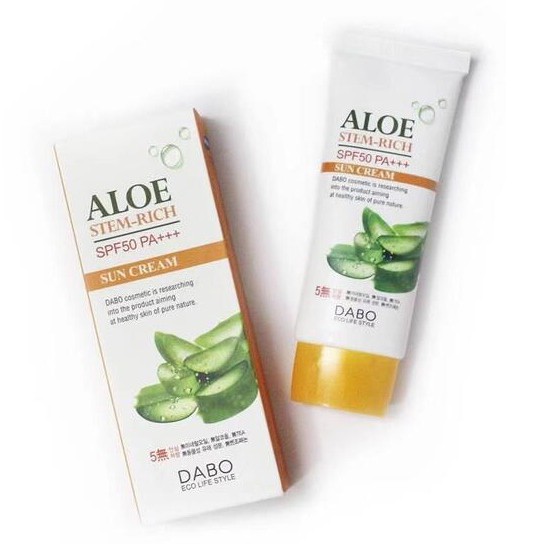 Kem chống nắng lô hội ALOE DABO ALOE STEM RICH SPF 50 PA+++ Hàn quốc 70ml/Hộp trắng da, không nhờn dính