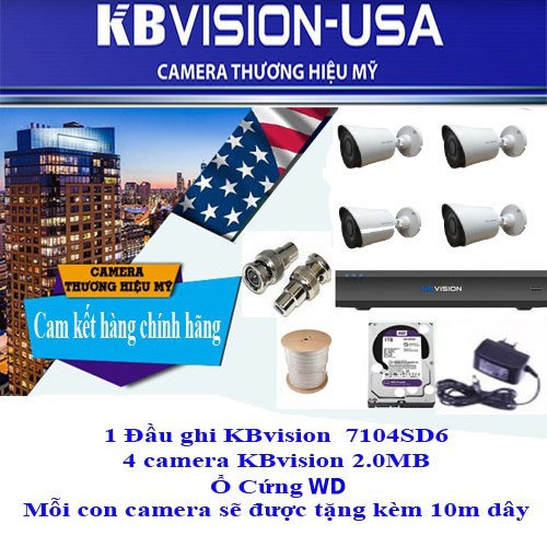 Trọn bộ 4 camera KBVISION 2.0M. Bảo hành 2 năm | BigBuy360 - bigbuy360.vn