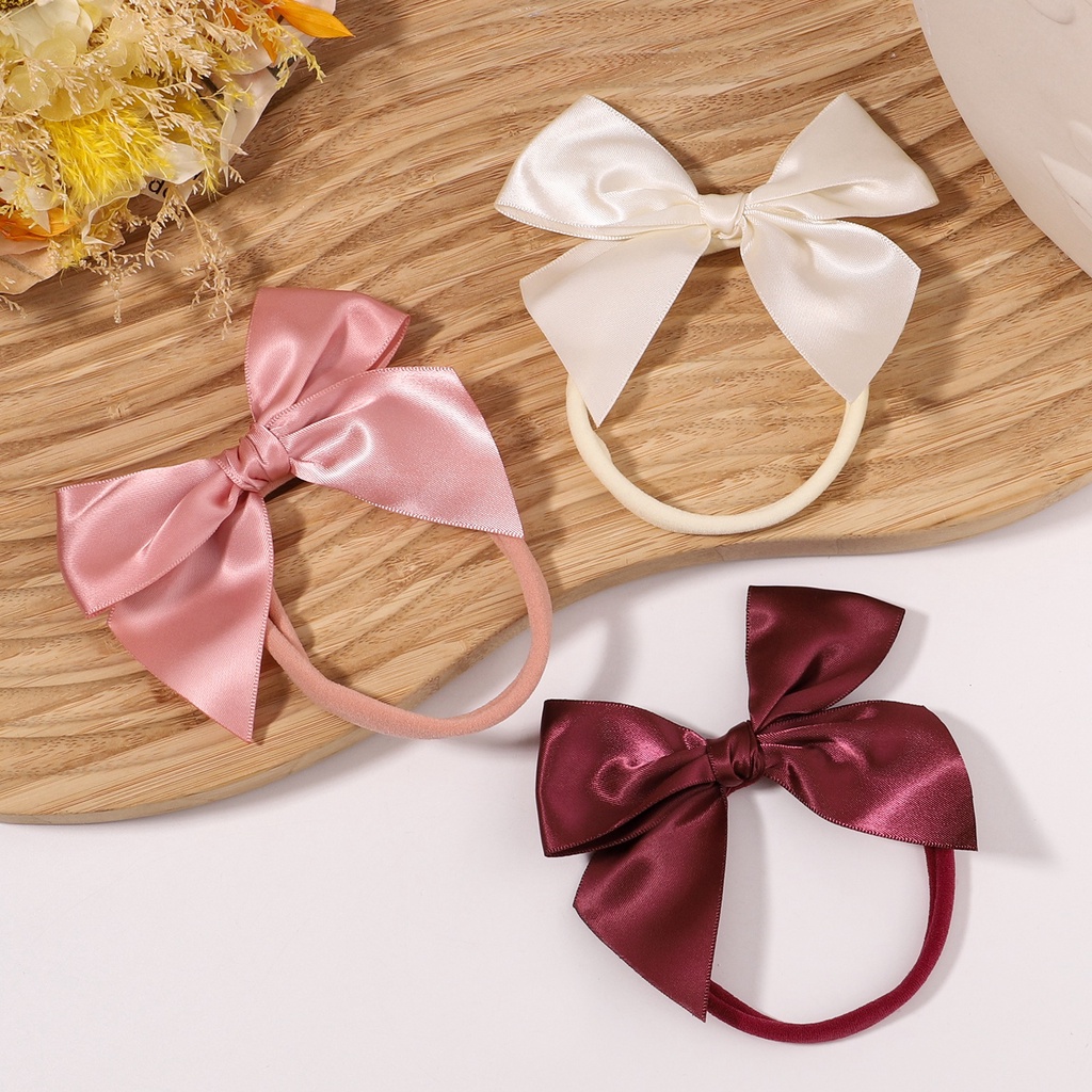 RainBow Bows 1 Băng Đô Vải Lụa Satin Thắt Nơ Dễ Thương Cho Bé Gái Sơ Sinh