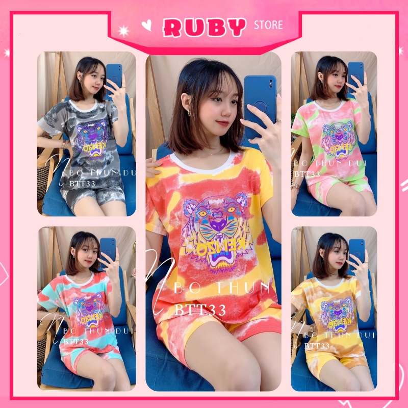 Bộ thun nữ mặc nhà chất đẹp ❤ Set bộ thể thao mẫu phối loang màu ❤ Rubystorevn