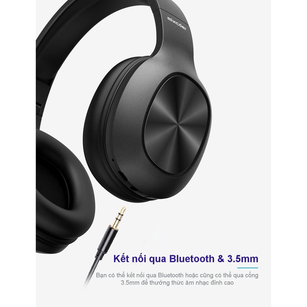 Tai nghe Bluetooth không dây siêu nhẹ hỗ trợ thẻ TF dùng cho điện thoại máy tính bảng Mixcder HD901