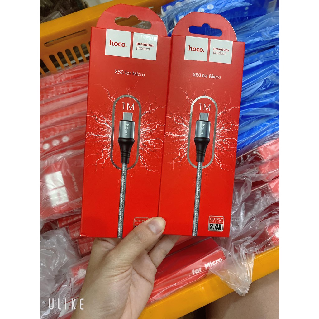 Cáp Sạc Nhanh Hoco X50 Chính Hãng - Dây Sạc Hoco Dây Dù Chống Đứt Gãy dài 1M, Hỗ trợ sạc 5V-2.4A cho các dòng điện thoại