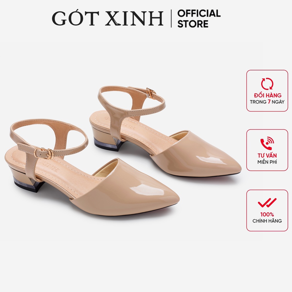 Giày cao gót GÓT XINH G3 da mềm cao 3cm gót tròn da bóng