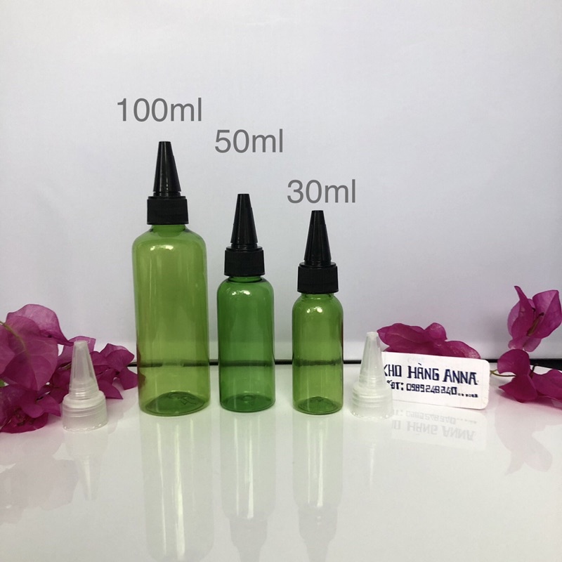 Chai lọ nhựa Trong suốt NẮP NHỌN 20ml / 30ml / 50ml / 70ml // 100ml - Chai Pet Nâu/ Xanh/ trắng nắp bật chiết Mỹ phẩm