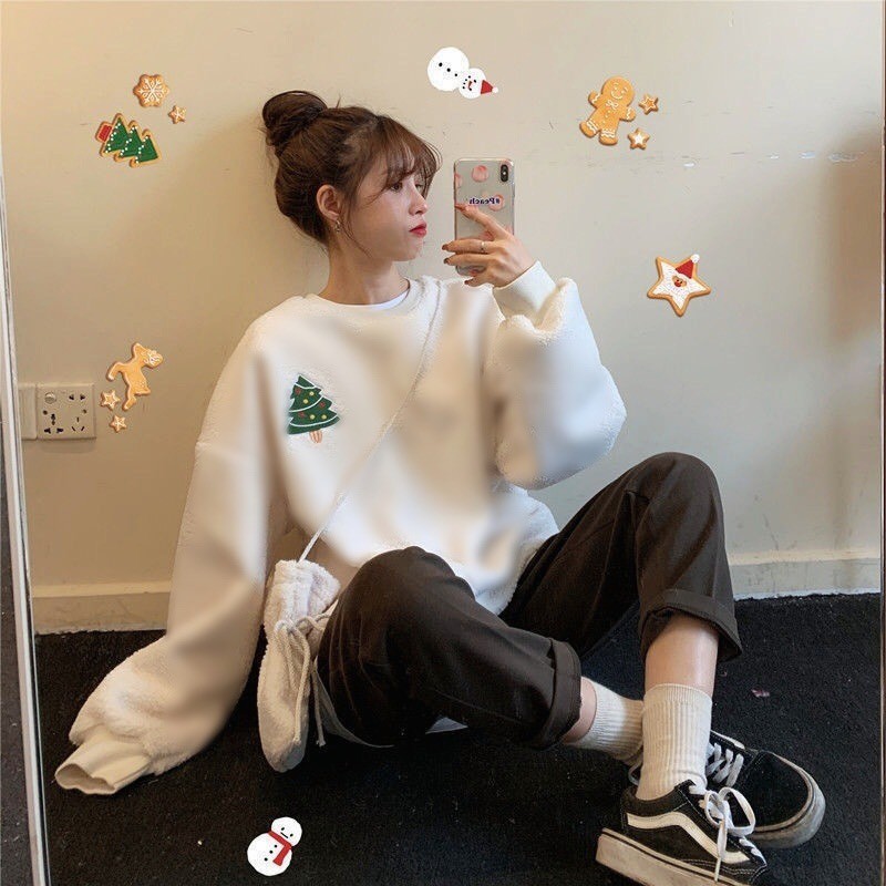 (TẶNG TÚI ĐEO) SET ÁO NỈ BÔNG NOEL COUPLE ĐỎ TRẮNG - ÁO SWEATER Giáng Sinh Cây Thông Người Tuyết Ulzzang :snowman_withou | BigBuy360 - bigbuy360.vn
