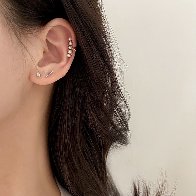1 Khuyên Kẹp Vành Tai Đính Hạt Ngọc Trai Không Xỏ Dành Cho Nữ