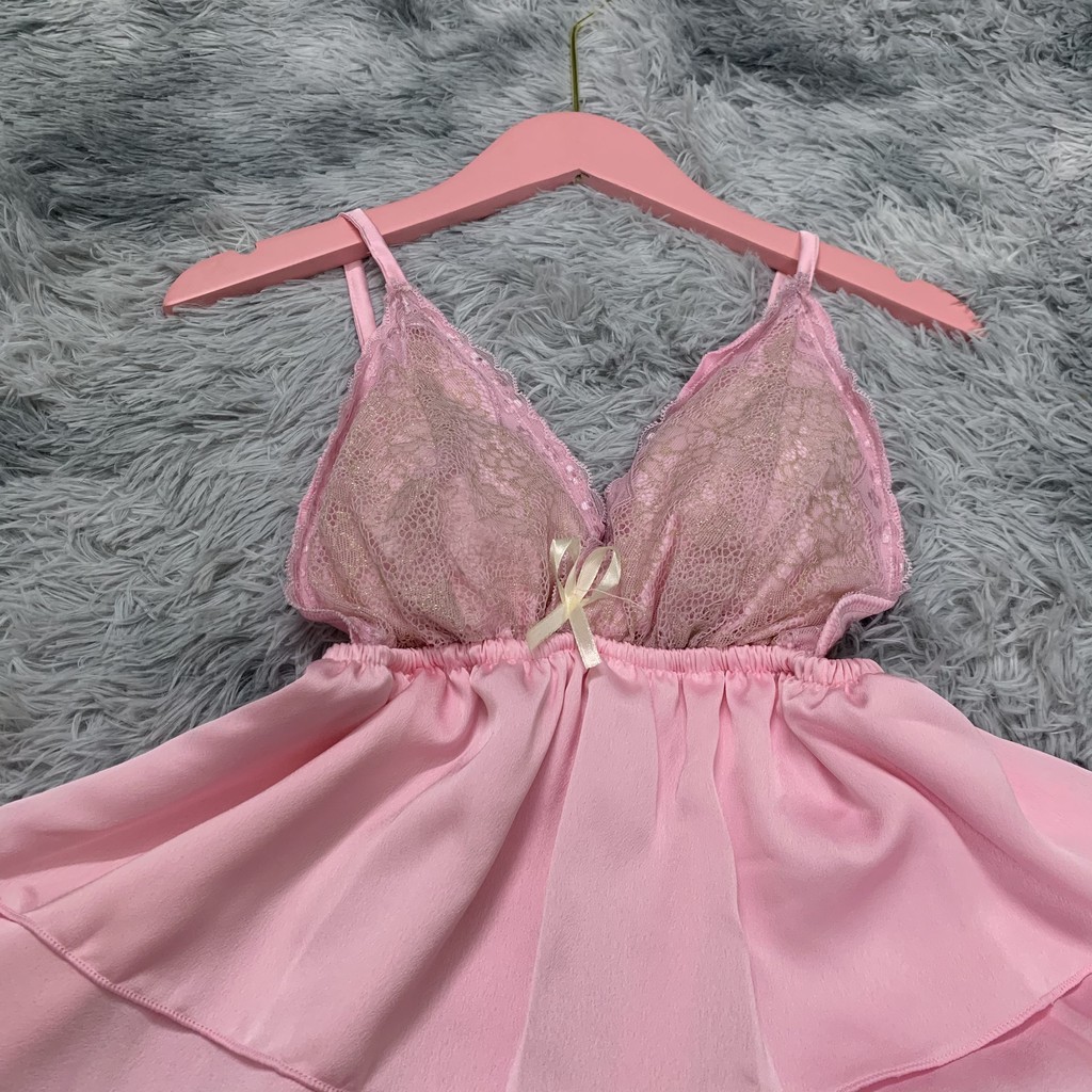 Đồ ngủ nữ sexy 🌸 Freeship 🌸 Đồ ngủ nữ sexy satin mềm mịn áo 2 dây phối ren Freesize dưới 60kg | BigBuy360 - bigbuy360.vn