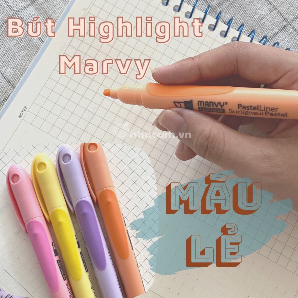 [1 Cây] Bút Nhớ Dòng Hightlight Marvy Cao Nhà Cam