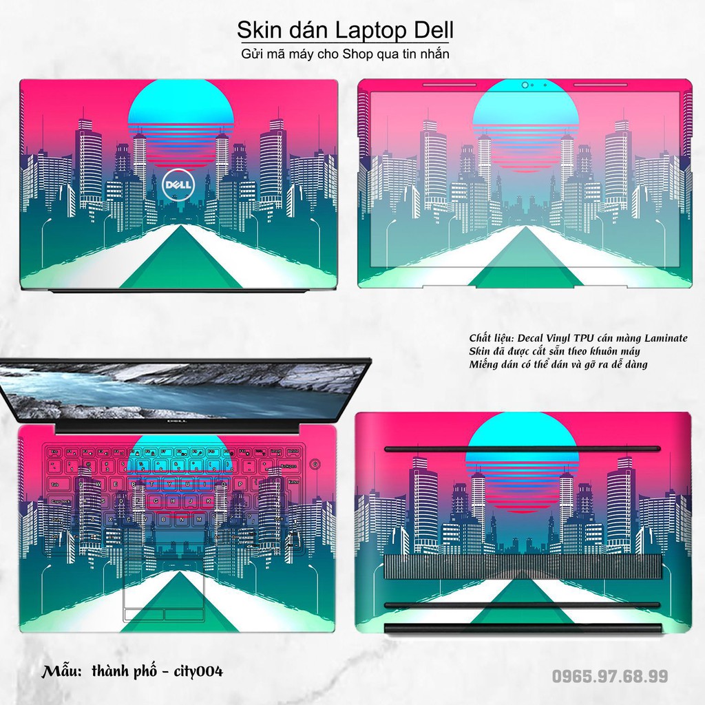 Skin dán Laptop Dell in hình thành phố (inbox mã máy cho Shop)