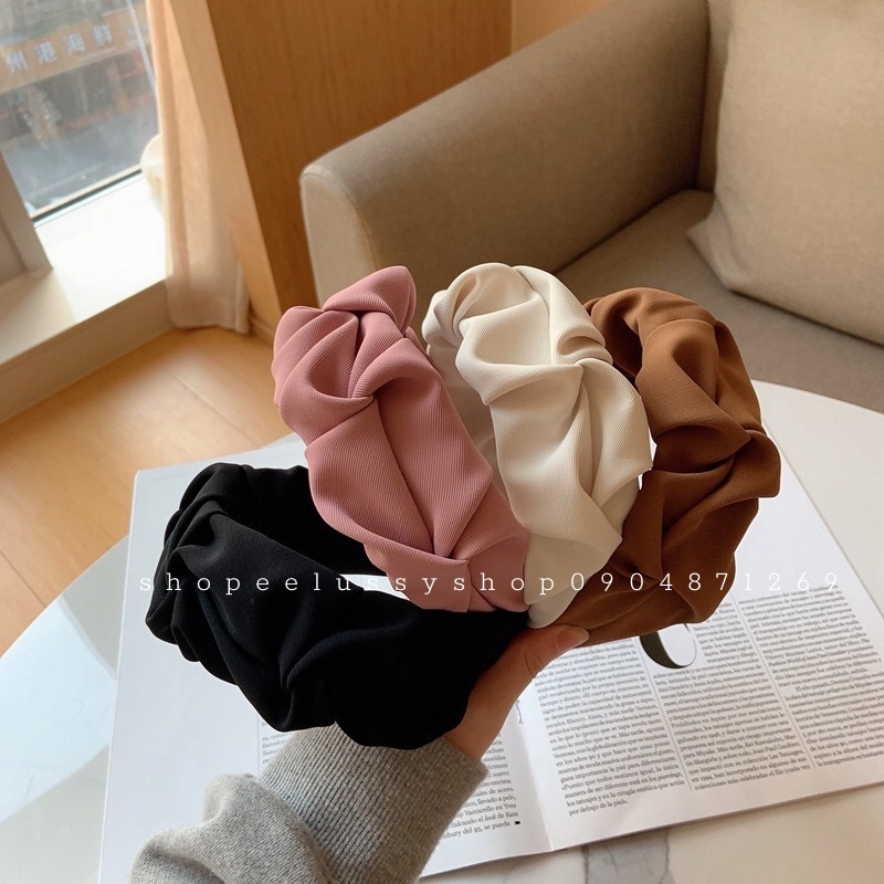 Bờm Cài Tóc Handmade, Băng Đô Nhún Xoắn Bọc Vải Cao Cấp (mặc áo dài Tết siêu xinh)