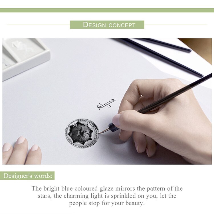 Hạt Xỏ Vòng Tay Bamoer Scc692 Bằng Bạc 925 Đính Pha Lê Màu Xanh Dương Nhạt Sang Trọng