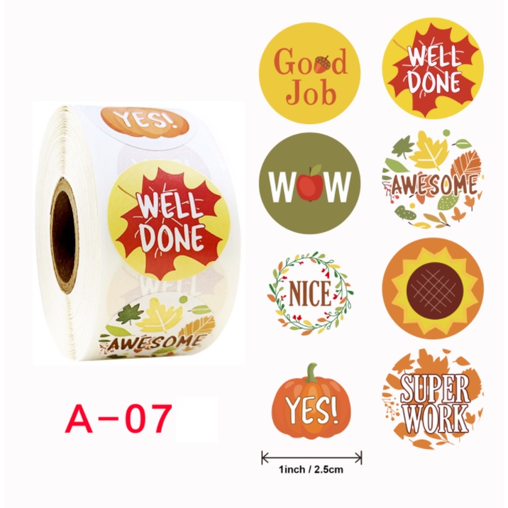 Cuộn 500 sticker nhãn dán khích lệ khen thưởng học tập cho bé yêu kèm slogan khiến những giờ học thêm sinh động
