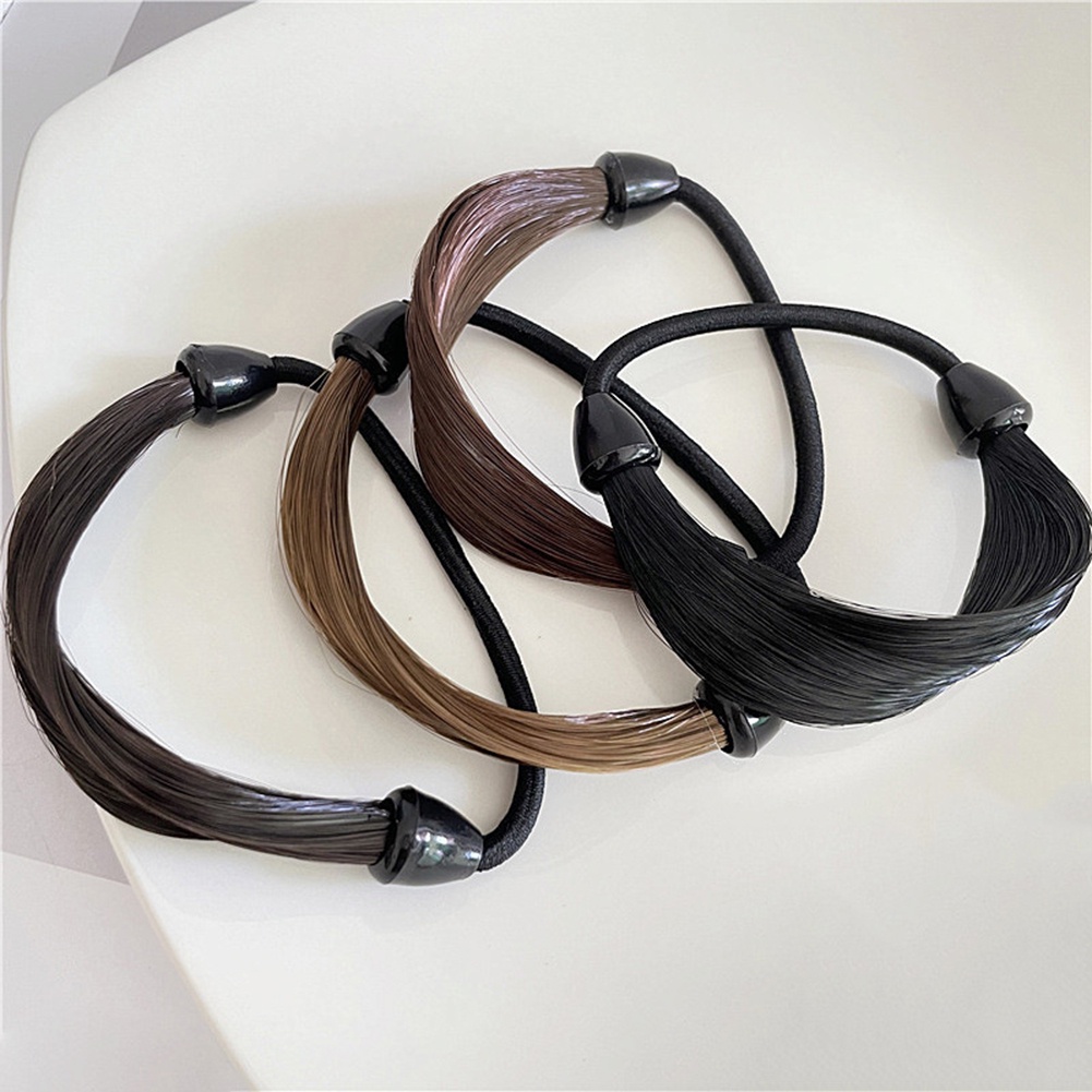 Dây Buộc Tóc Giả Màu Đen Và Nâu Vô Hình Co Giãn Thời Trang