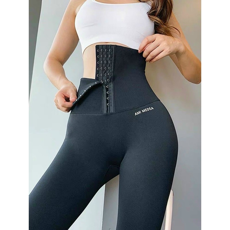 Quần Tập Gym Nữ_ Quần Dệt Liền Đai Latex Siêu Định Hìnhan