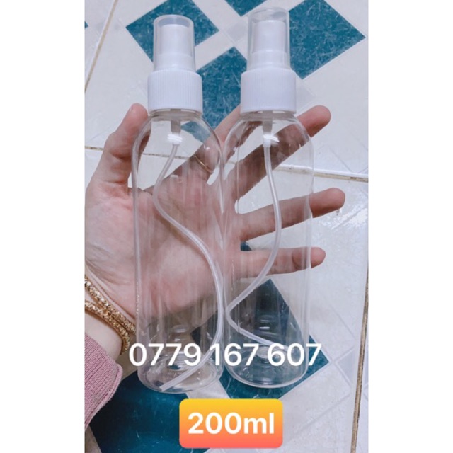 Chai nhựa pet trong tròn 200ml xịt phun sương/nắp bật/nhôm