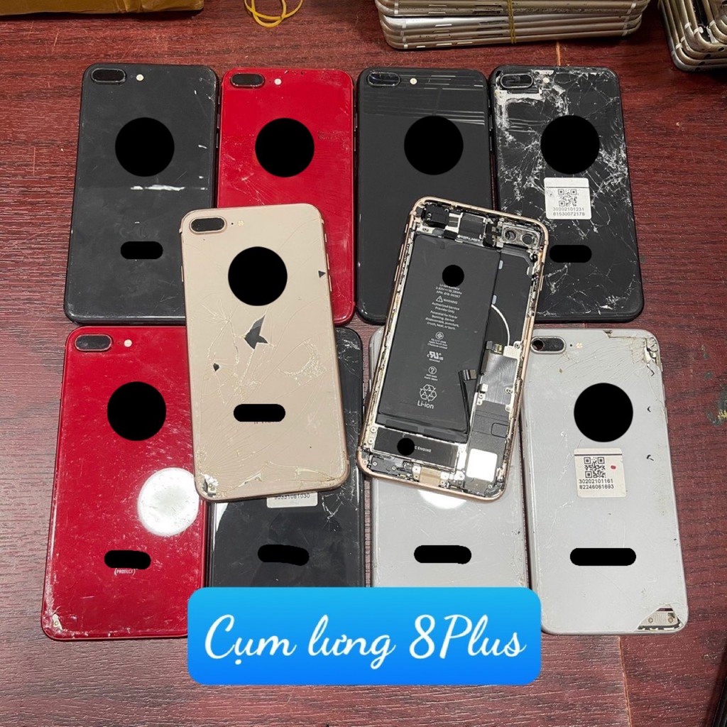 Cụm lưng IP 8 Plus tháo máy, không main và không camera, lưng bể như ảnh