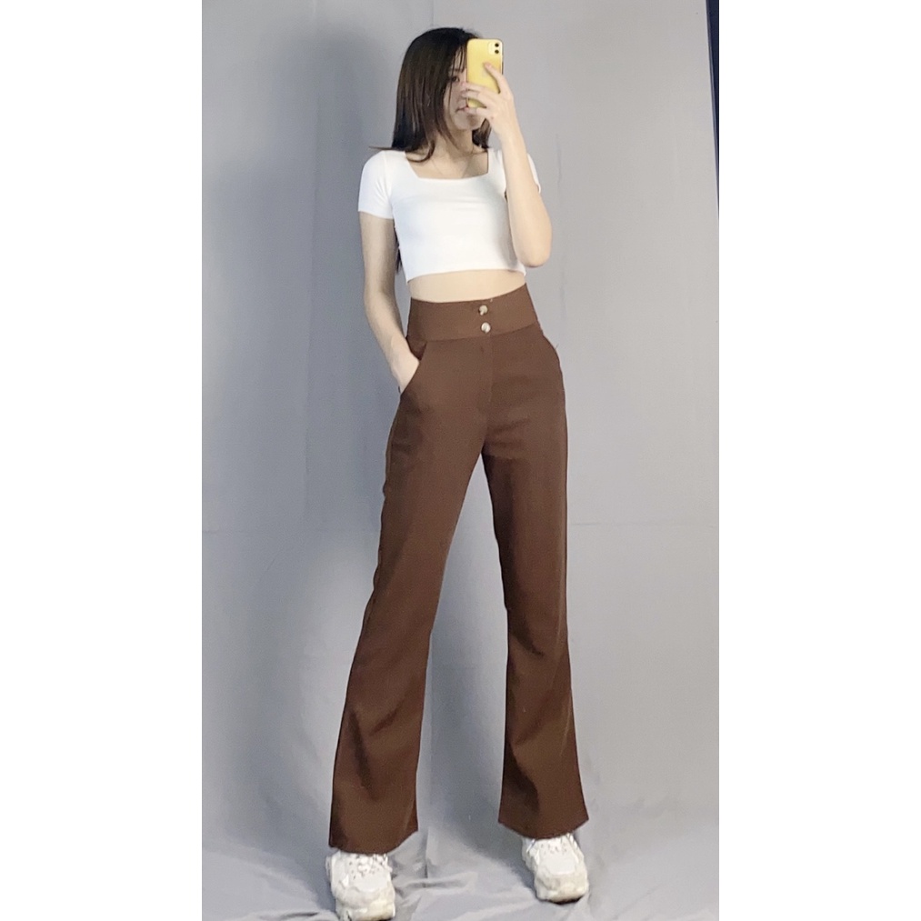 [kèm video ảnh thật] Quần tây nữ công sở chất đẹp Quần leo 2 cúc cạp cao Dora Style M501