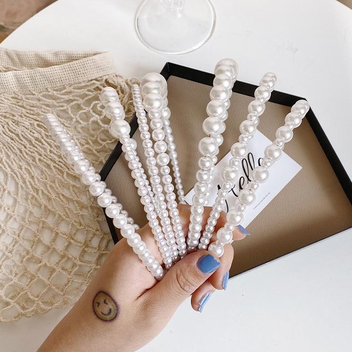 Băng đô thời trang đính ngọc trai lung linh phong cách Hàn Quốc đơn giản 2020 cho nữ