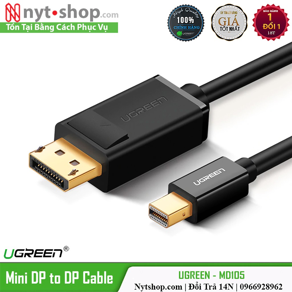 Cáp Mini DisplayPort ra DisplayPort 4K@60Hz Cao Cấp UGREEN MD105