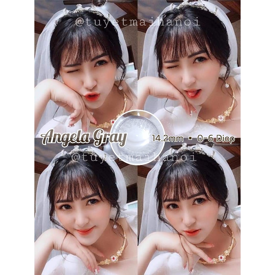 [ Ảnh Thật ] Lens Cận Màu Xám Tự Nhiên Siêu Êm Siêu Mềm Angela Gray 14.2mm - Kính Áp Tròng Hàn Quốc Vassen Sexy Me