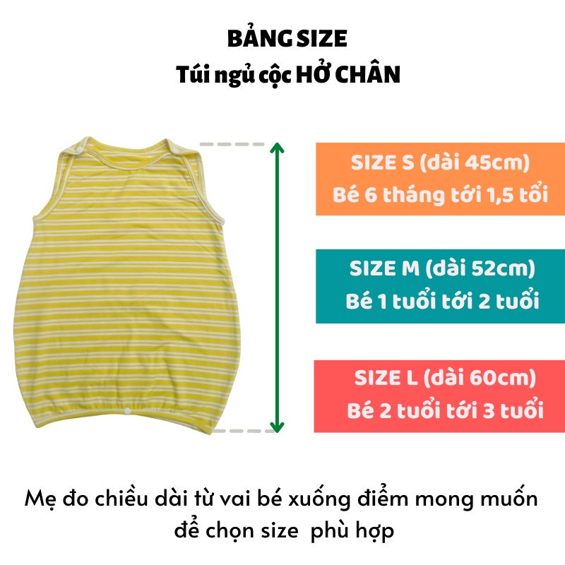 Túi ngủ cho bé trẻ em mùa hè mùa đông sử dụng vải xô muslin, cotton, trần bông dùng sau cai nhộng chũn cocoon, noonon