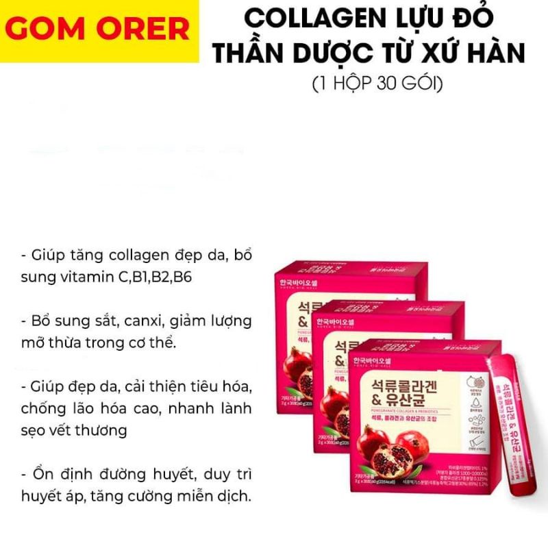 Collagen lựu đỏ Hàn Quốc-Hộp 30 gói