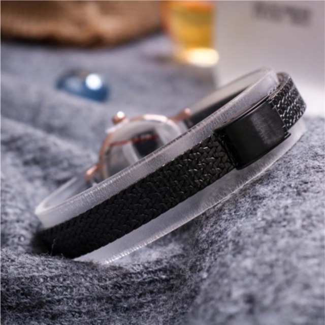 Đồng Hồ Nữ JS-045C Kính Sapphire Julius Star Hàn Quốc Dây Thép (Mặt Đen)