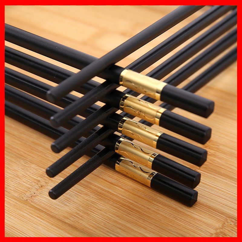 Bộ 10 Đôi Đũa Hợp Kim Mạ Vàng Bền Chắc Chắn SBK152