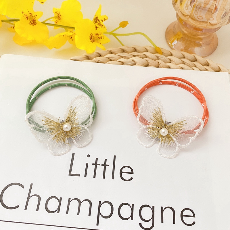 Dây buộc tóc hình bướm phối ngọc thiết kế dễ thương d2071305