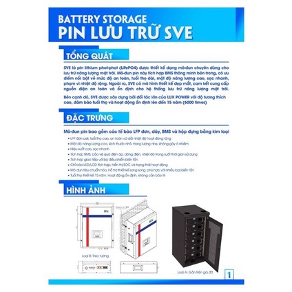 Pin Lithium SVE 5000RM 48V 100Ah Có Giao Tiếp