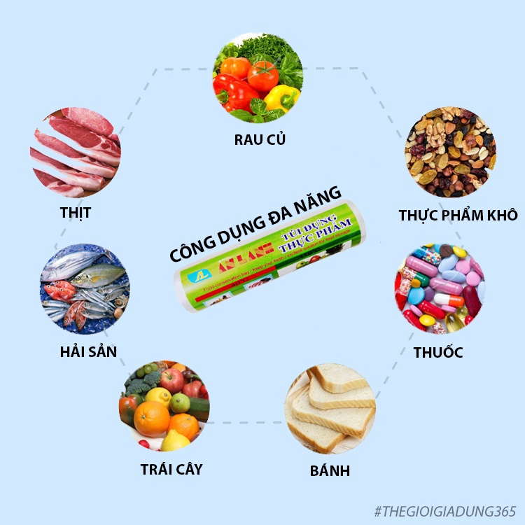 Túi Đựng Thực Phẩm Tự Hủy Sinh Học An Lành Cuộn Túi Nhiều Kích Thước Bảo Quản Thức Ăn Trong Tủ Lạnh An Toàn Sạch Sẽ