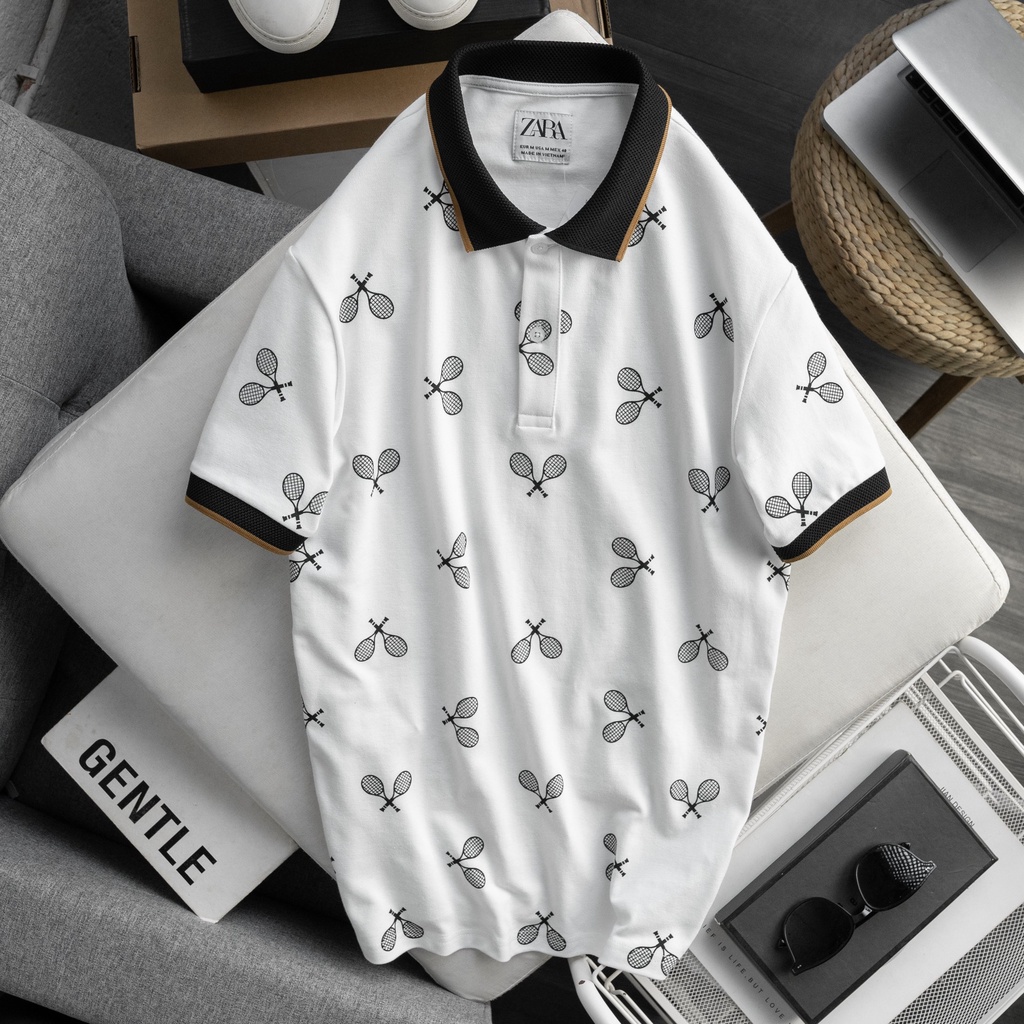 Áo thun polo nam họa tiết ZR Tennis ss2022 - Áo thun nam cotton xuất xịn, sang trọng - THE BASIC