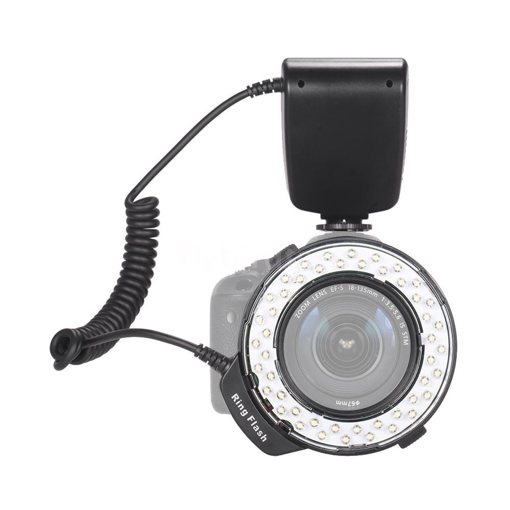 HD-130 Macro LED Ring Flash Light LCD Display 3000-15000K GN46 Power Control with 3 Flash Diffusers 8 Adapter Rings for
