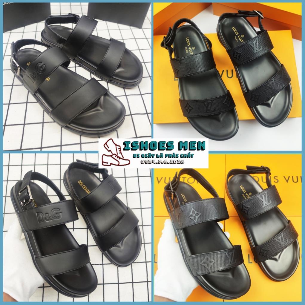 Dép Sandal Nam, Dép quai hậu nam LV D&G da thật đế cao su cao cấp bảo hành 12 tháng DCY