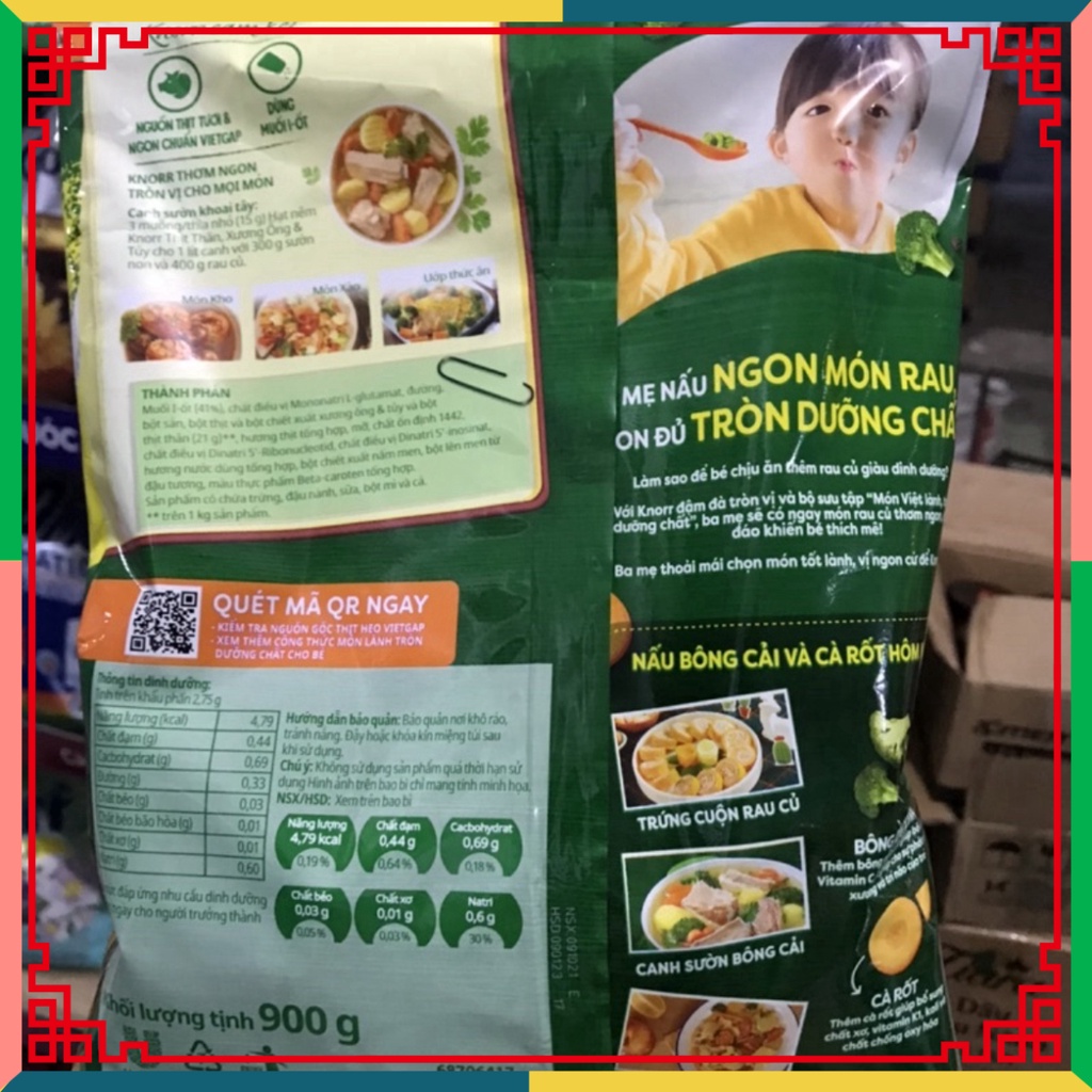 Hạt Nêm Knorr Thịt Thăn, phần xương ống và Tủy nâng cấp Vitamin A 900g Tặng gói 150gram