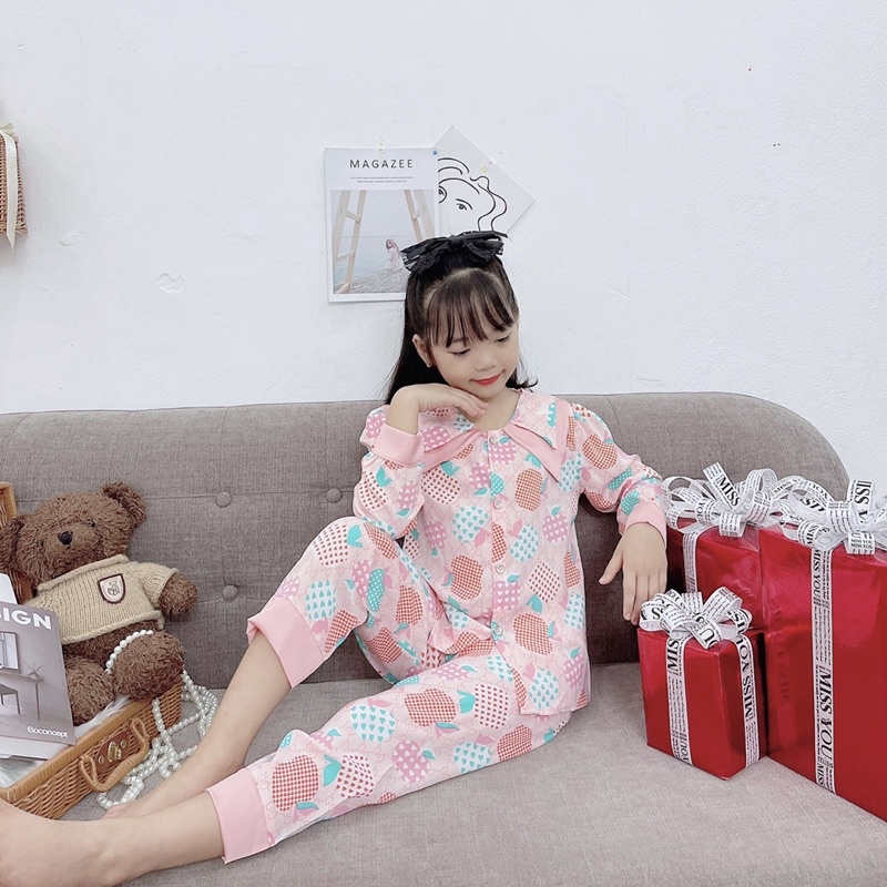 Pijama lụa cao cấp từ 20-35kg❤️ Bộ quần áo bé gái chất lụa Mango cao cấp thiết kế cổ nhọn 2 lớp siêu xinh