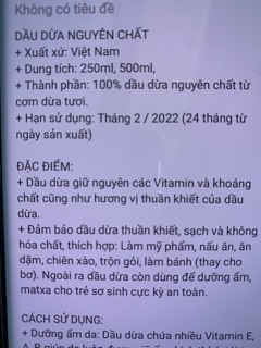 Dầu dừa nguyên chất