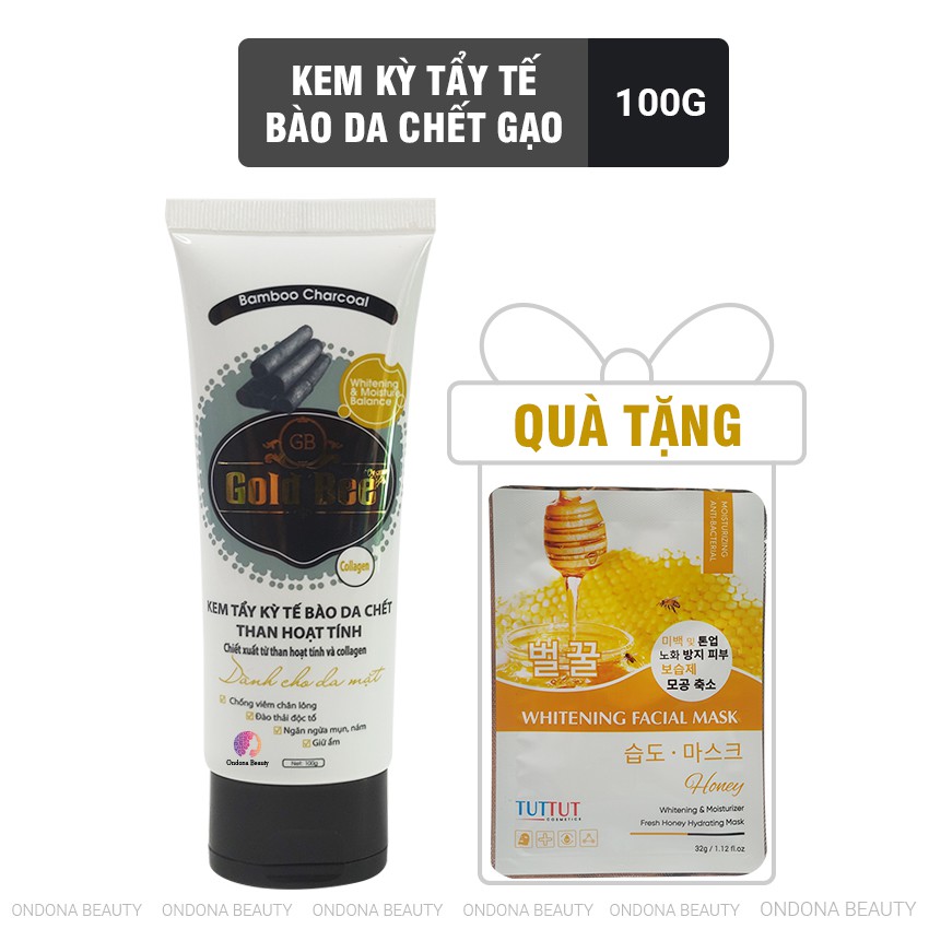 [Collagen] KEM KỲ TẨY TẾ BÀO DA CHẾT THAN HOẠT TÍNH (Cho Mặt) Gold Bee - Ondona Beauty