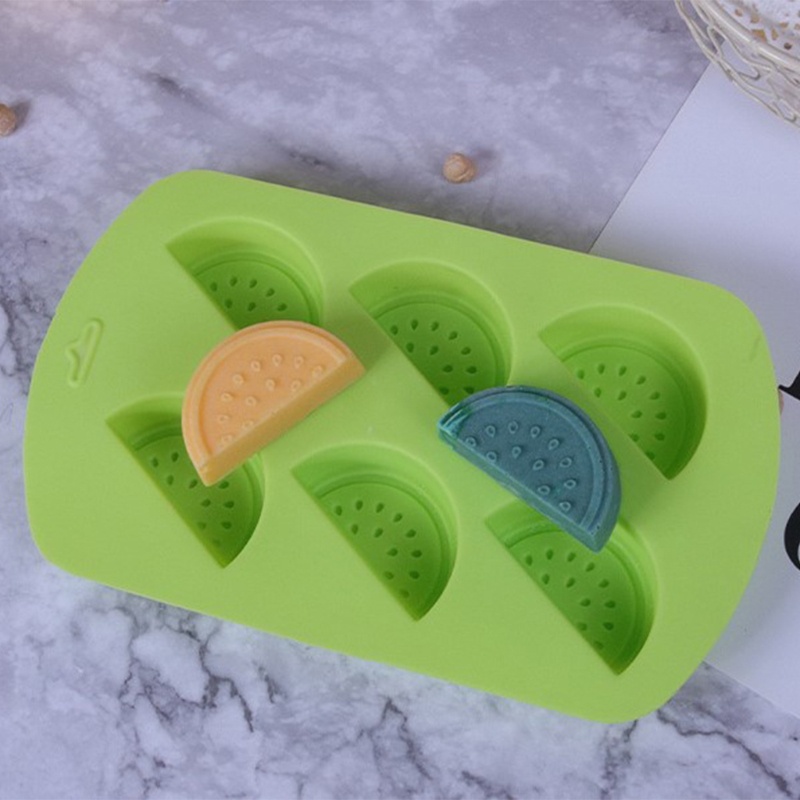 Khuôn Silicone Tạo Hình Làm Bánh Kẹo / Xà Phòng Hình Trái Cây 3D 6 Ngăn