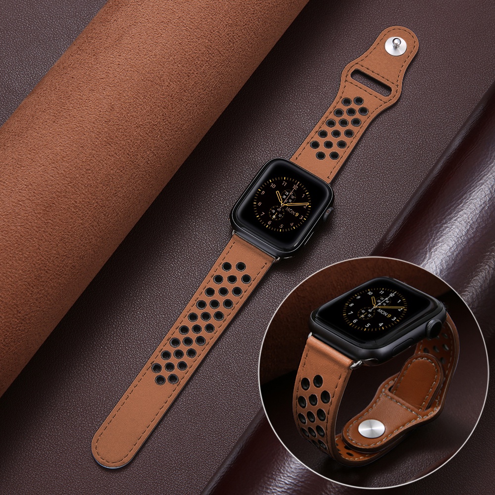 Dây Đeo Da Mềm Thoáng Khí Cho Đồng Hồ Thông Minh Apple Watch 44mm 45mm 41mm 40mm 38mm 42mm Series 3 4 5 6 Se 7 T500 Pro T55 X8 D20