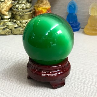 Quả cầu Pha Lê mắt mèo xanh lục 6cm