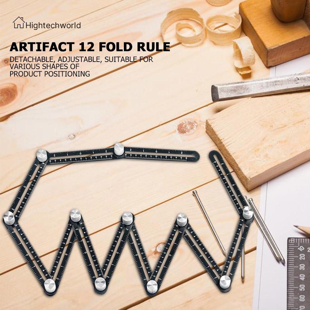 Hightechworld 12 Folding Ruler Tile Hole Positioning Multi Template Angle Rulers w/Drill Guide